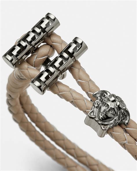 versace mens leather bracelet|medusa braided leather bracelet.